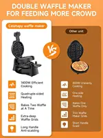 Maker, 1400W Double Belgian Waffle Iron 180° Flip, 8 Slices, Rotating & Nonstick Plates, Removable Drip Tray for Easy Cle 2