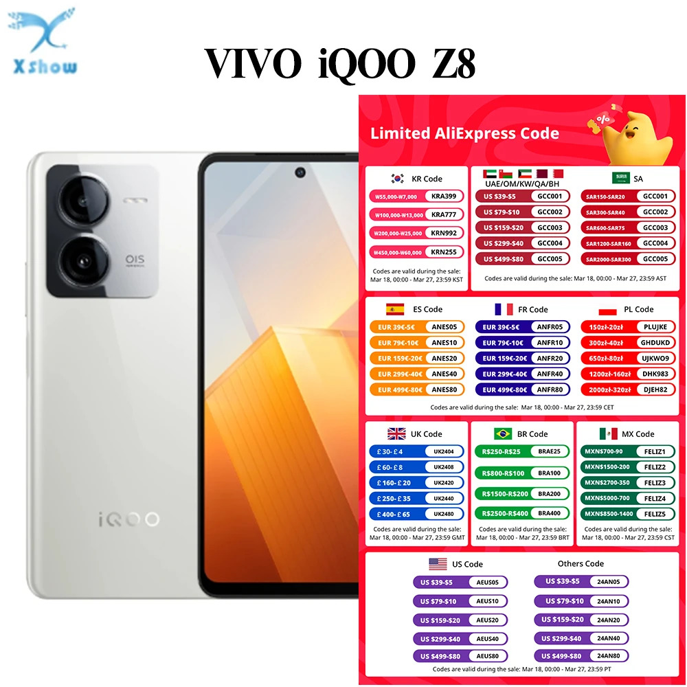  Original New VIVO IQOO Z8 5G MTK Dimensity8200 64MP Main Camera 6.64'' 120Hz LCD Screen 5000mAh 120W SuperVooc NFC OTA Update 