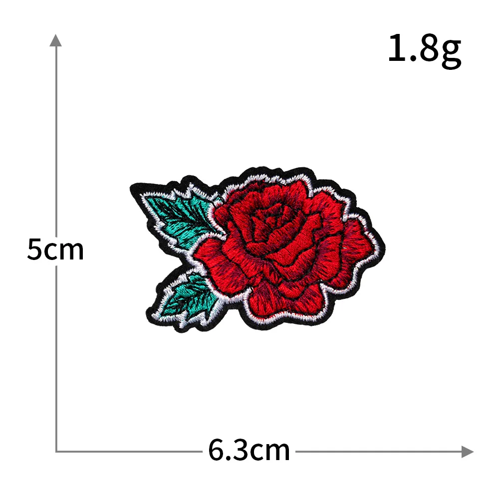 Red Rose Embroidery Patch - Decorative DIY Cloth Accent for Fashion & Accessories