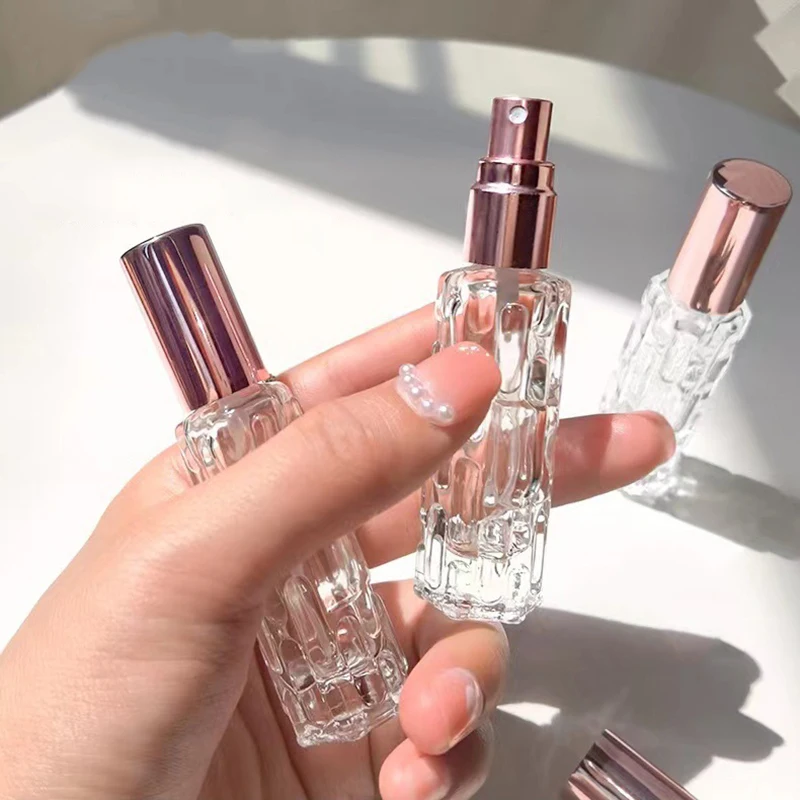 로즈 골드 유리 휴대용 리필 향수병 화장품 용기 빈 스프레이 분무기, 여행용 서브 병 10ml