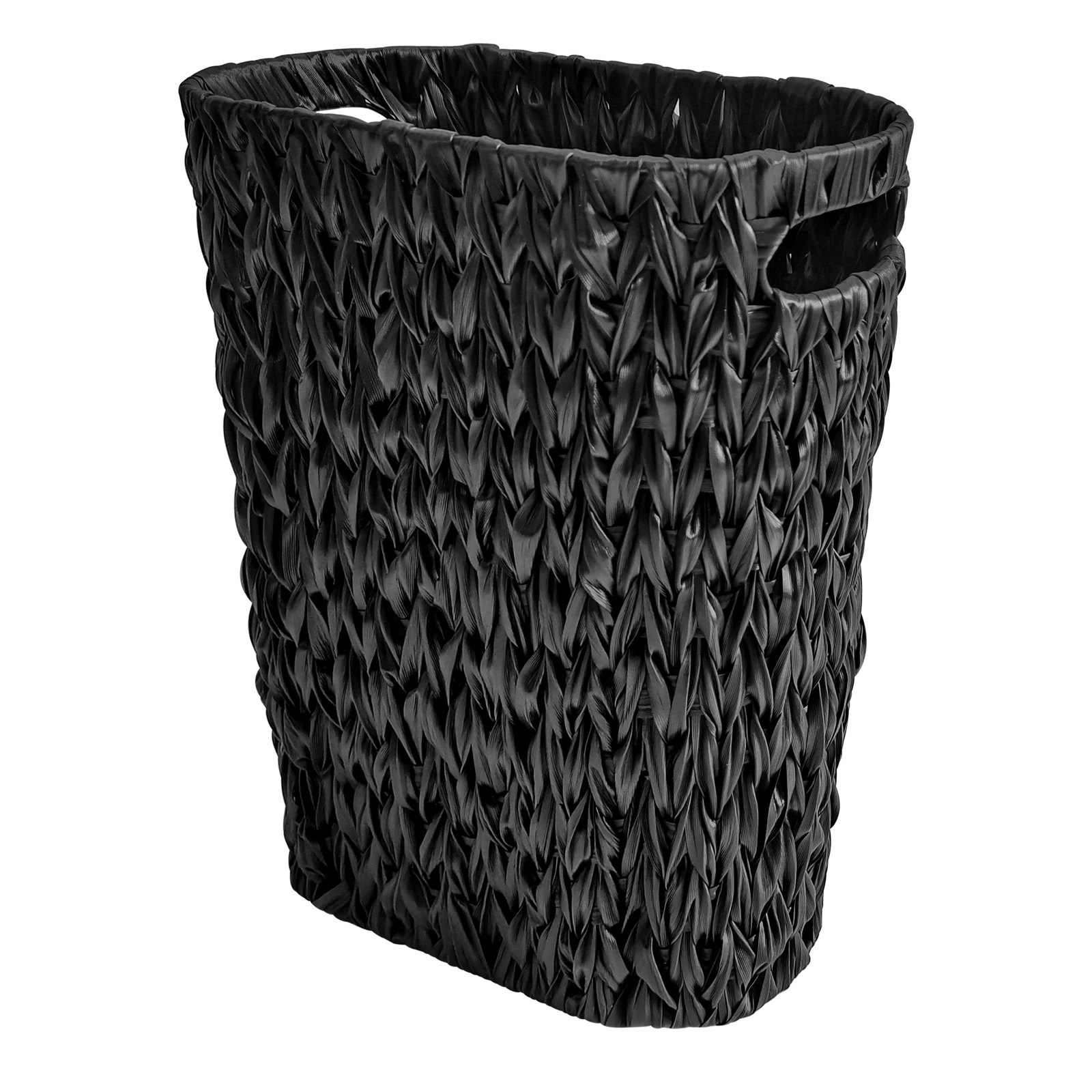 BlackWickerBathroomTrashCanWickerWasteBasket20Liters