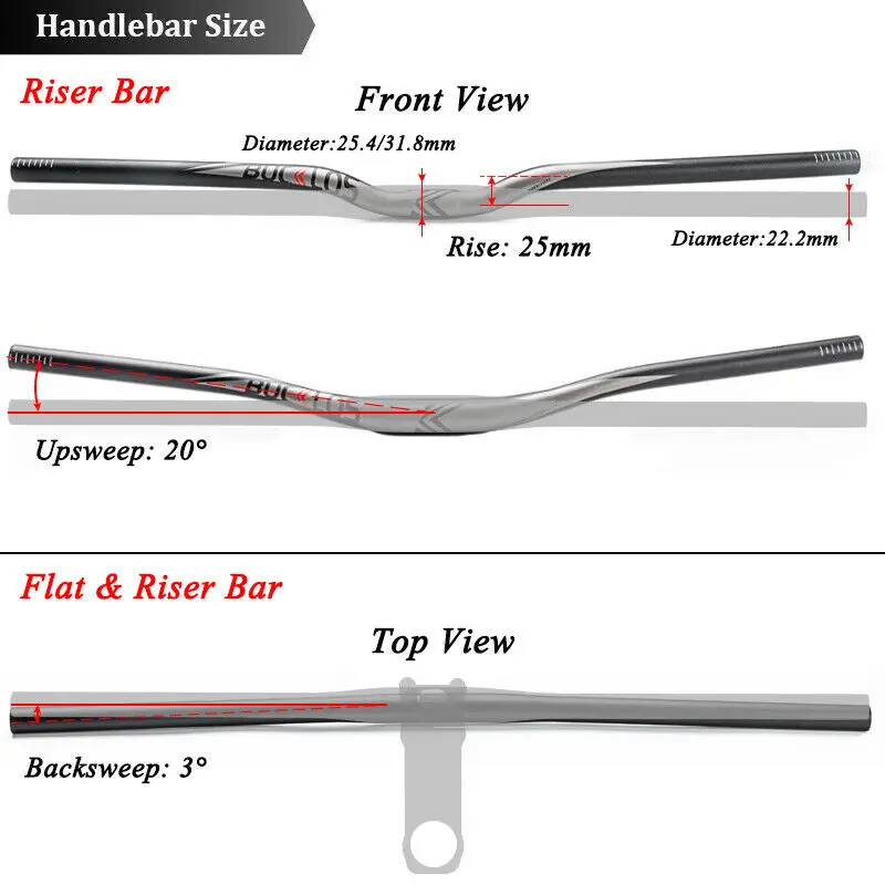 FukkeR 25.4mm Guidon pour VTT Vélo De Descente Carbone