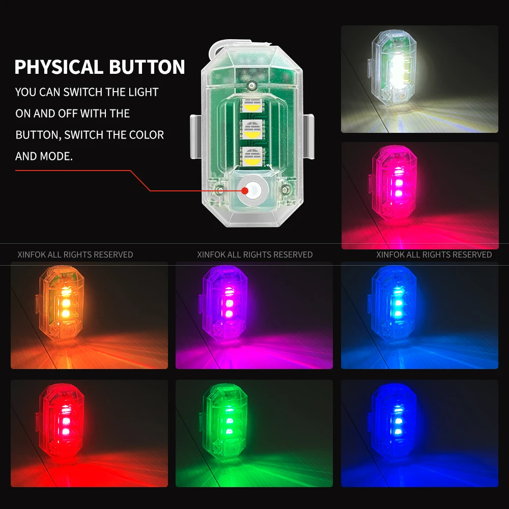 LED Strobe Lights with Remote Control RGB USB Rechargeable - Main Image