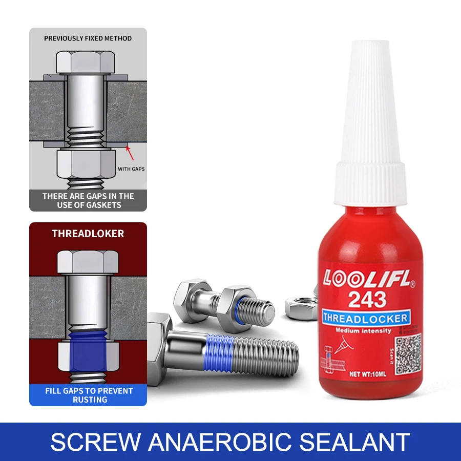 10ml LOOLIFL 243 Screw Adhesive 243 Anaerobic Glue Anti-loose Anti-slip sealingThread Locking Agent Anti-slip caulk sealers
