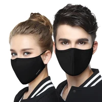 Kpop Cotton Black Mask Mouth Face Mask Anti Dust Mask with 2pcs Activated Carbon Filter Korean facemask Washable Face Mask 2