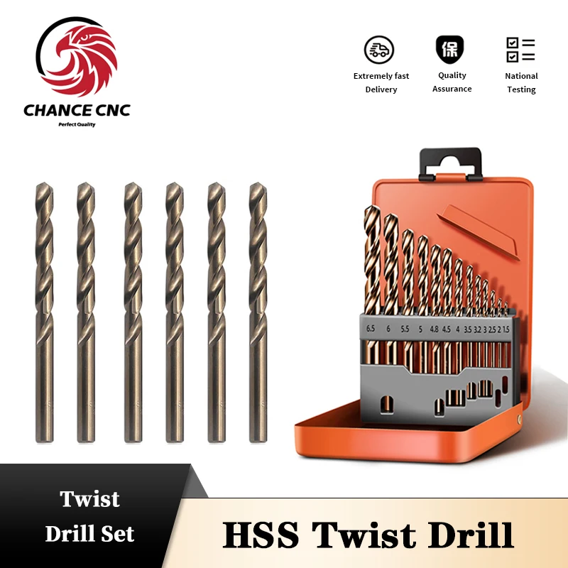 1set High Speed Steel Drill Bits HSS Twist Drill Bit Hole Cutter Drill Bit DIY Stainless Steel Wood Working Metal Drills Tin box