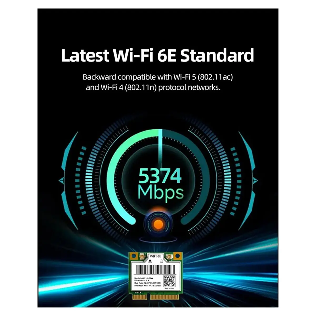 2026new WiFi 6E 미니 PCI-E AX210HMW 무선 네트워크 카드 데스크탑 노트북용 블루투스 5.3 어댑터, 트라이 밴드 2.4/5/6GHz AX WiFi