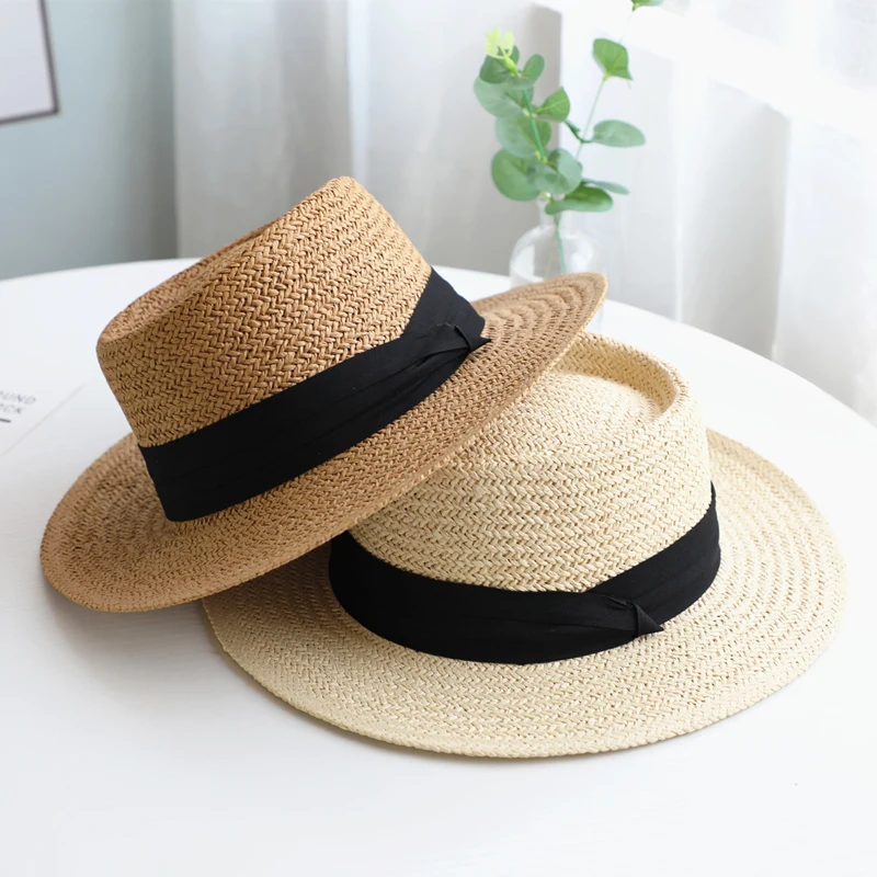 Outdoor Hiking Hat Summer Panama Straw Hats for Women Men Wide Brim Fedora Jazz UV Protection