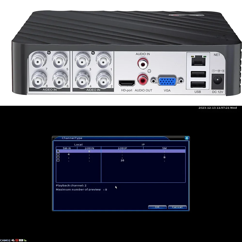 AHD/N DVR 4Channel 8Channel CCTV AHD-N Hybrid DVR/1080P NVR 4in1 Video Recorder For AHD Camera IP Camera Analog network video recorder