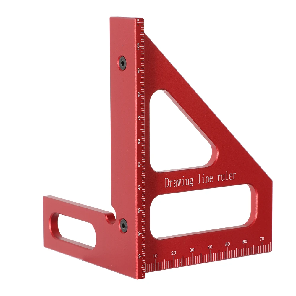 Strumento Autocentrante In Alluminio Per Lavorazione Del Legno – Goniometro Di Precisione Metrico, Superficie Anodizzata Rossa, Con 2 Pini Per Tracciare, Dimensioni Miniatura