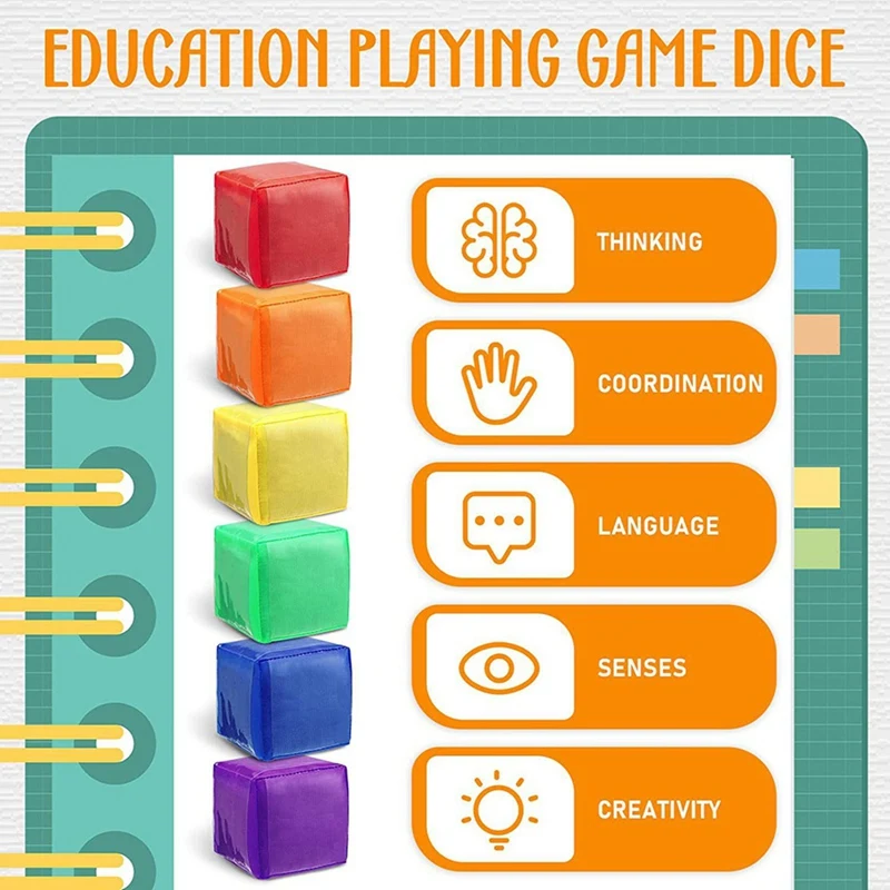 12PCS DIY Educational Game Dice Learning Dice Set With 6 Sides Clear Pocket Photo Pocket 4