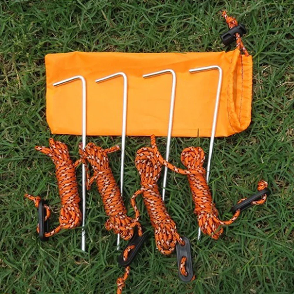 

Tent Fixation Nails Rope Sets Tent Assessory Kits With Storage Pouch for Outdoor Travel Trip