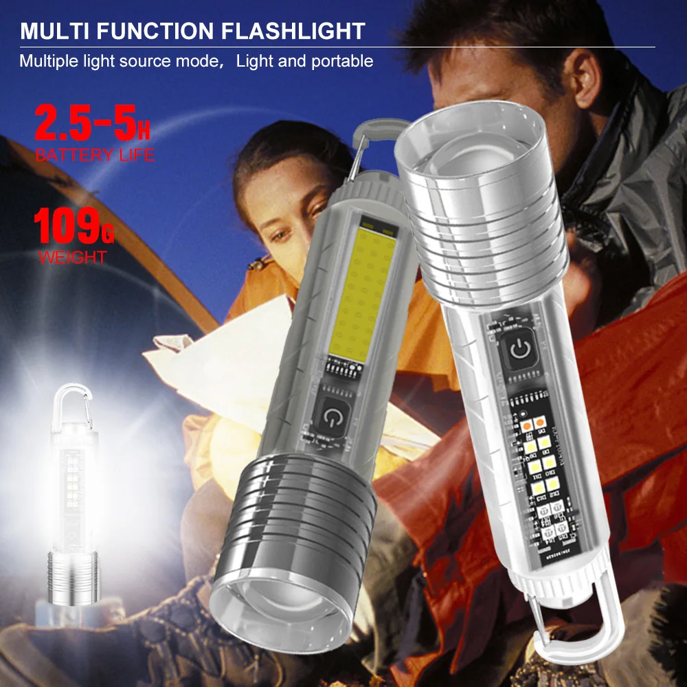 

High Power Led Flashlights XHP50 Portable Hook Torch 30W Laser Pointer Telescopic Charging Lamp Magnet Torch For Camping Hunting