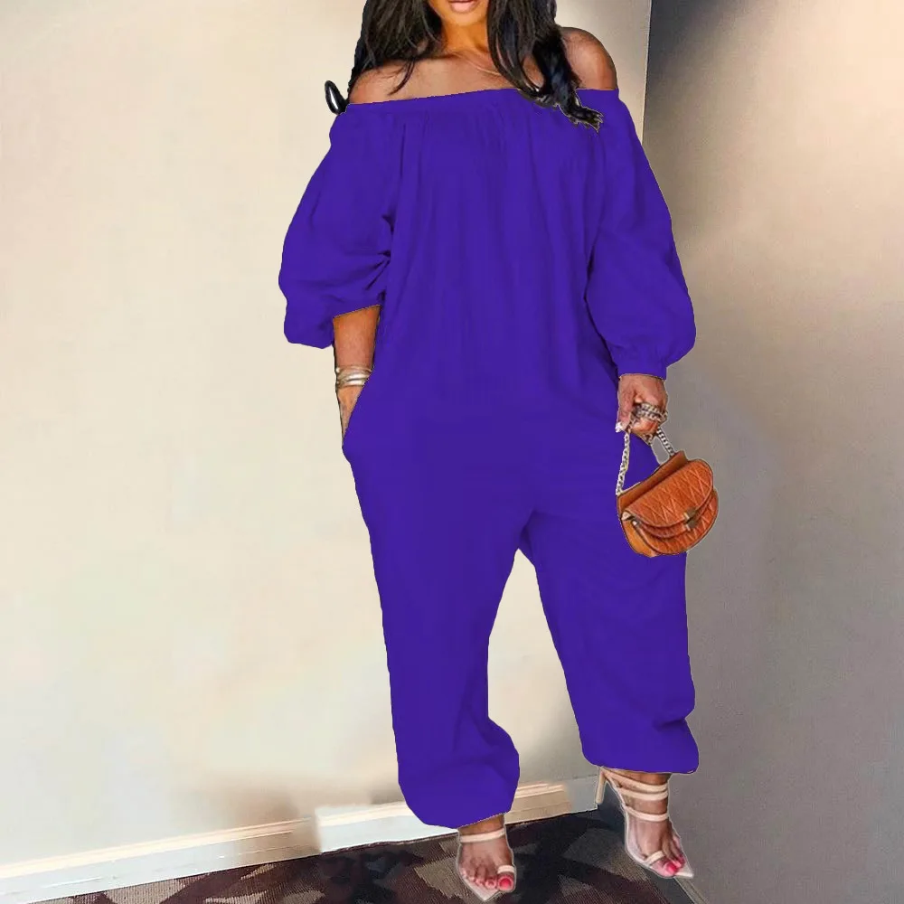 Solid Loose Long Jumpsuit Women Off Shoulder One Piece Outfit 2023 Autumn Lady Fashion Pants Summer Female Elegant Jumpsuits