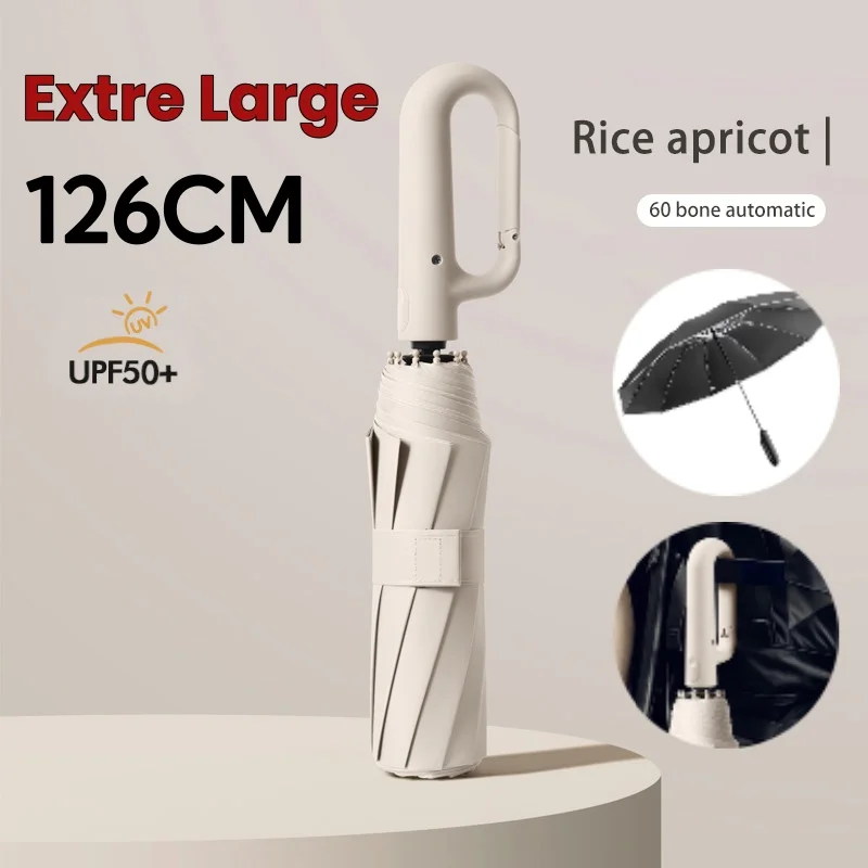 Windproof Strong Umbrella Extra Large 126cm Reinforced Automatic Folding Umbrella With Large Buckle Handle Wind and UV Resistant folding umbrella,automatic umbrella,wind resistant umbrella,windproof umbrella