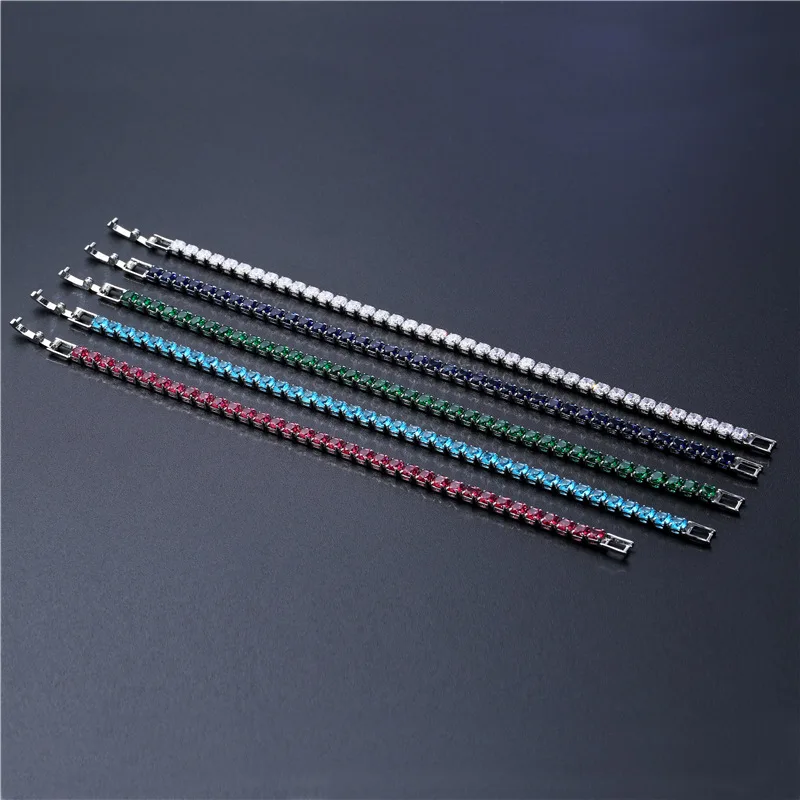 4mm Cubic Zirconia Tennis Bracelet Iced Out Chain Bracelets For Women Men Silver Color Men Bracelet CZ Chain Homme Jewelry_voghion.com