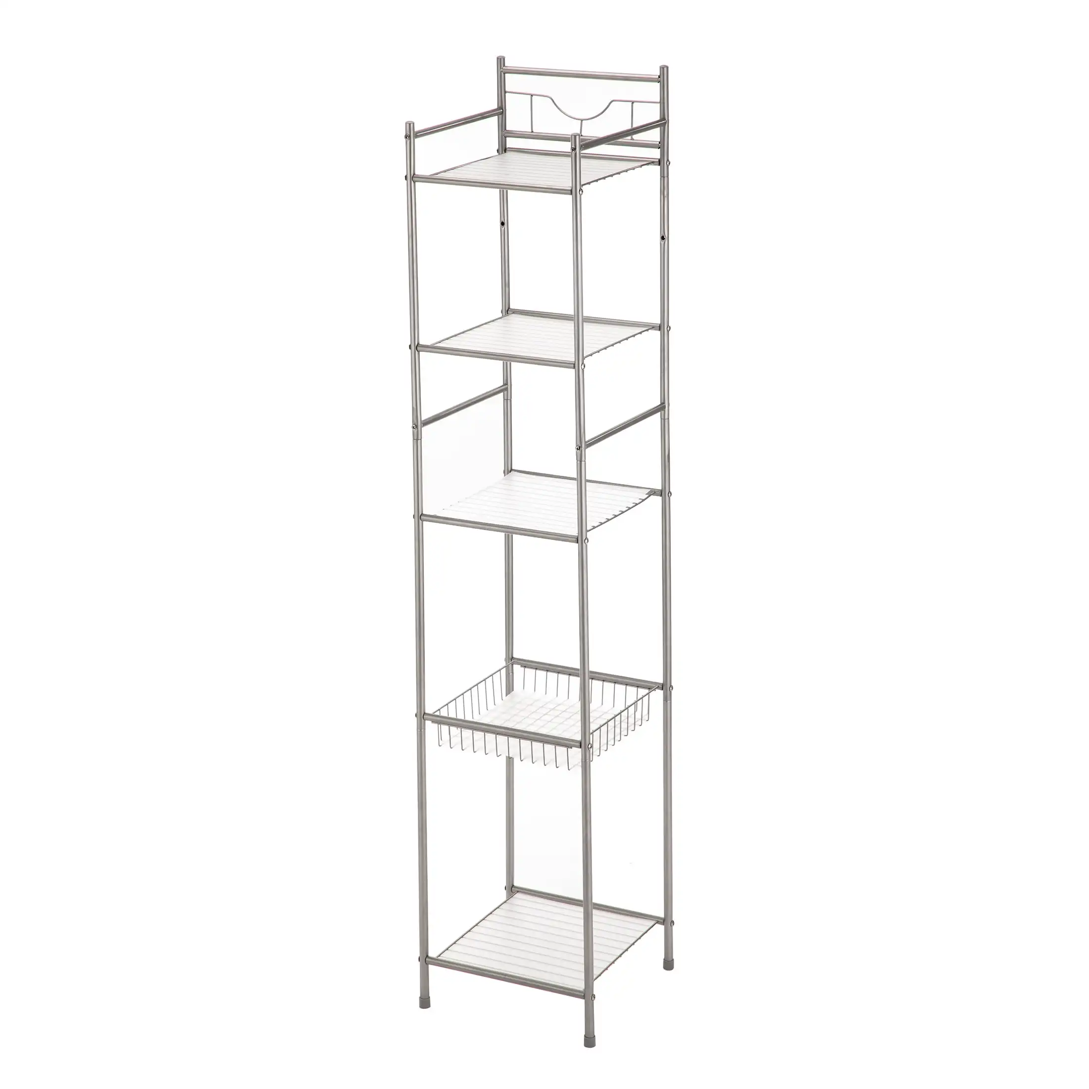 

Mainstays 5 Shelf Steel Storage Shelf Unit, Satin Nickel Finish for Adults, Seniors and Teens