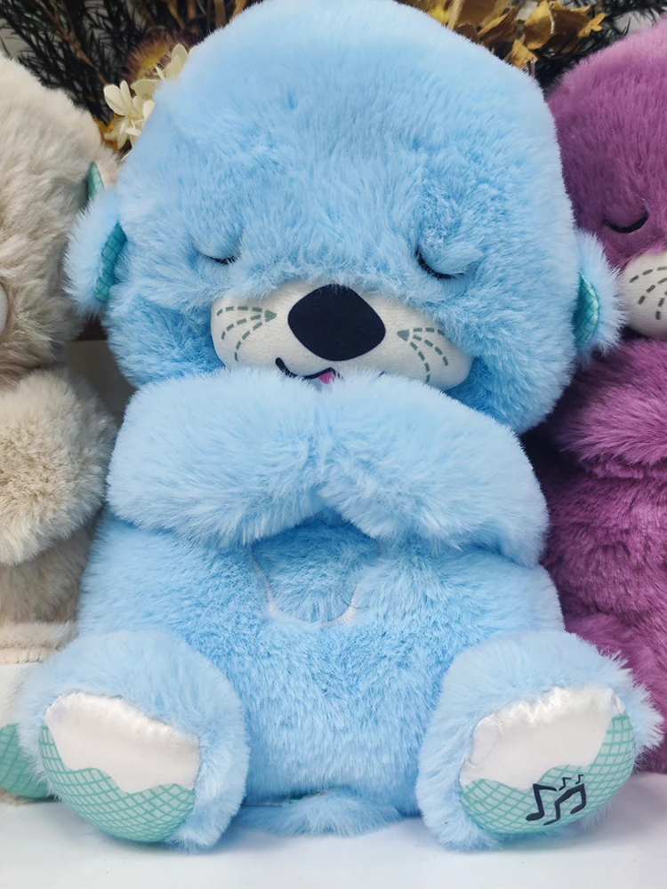 Baby Music Breathing Blue Bear Baby Soothing Plush Doll Toy Kids Soothing Sleeping Companion Sound and Light Doll Toy Gif plush toy