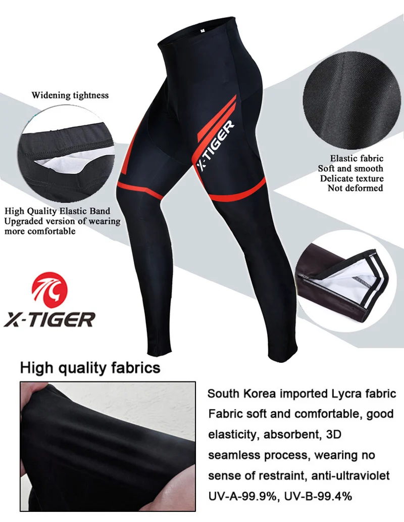 X-Tiger Winter Cycling Pants Coolmax with 5D gel Pad Pantalon MTB Mountain Road Bike Pants Bicycle Tights