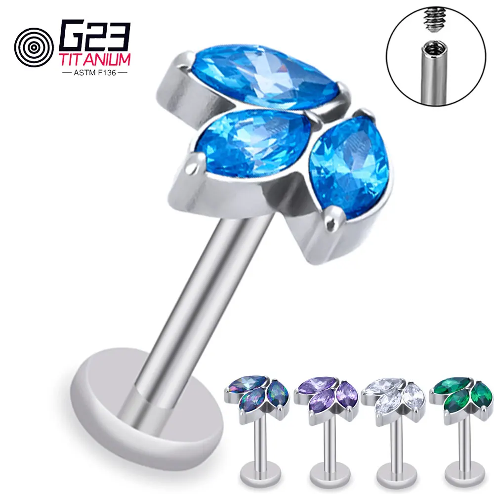 

Lucky Nose Stud G23 Titanium Piercing Ear Studs Lobe Crystals Labret Lip Ear Cartilage Nail Tragus Stud Piercing Jewelry Women