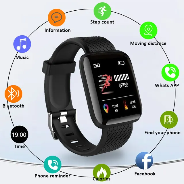 Montre intelligente 116Plus, écran de document, comptage des pas, mode multi-sport