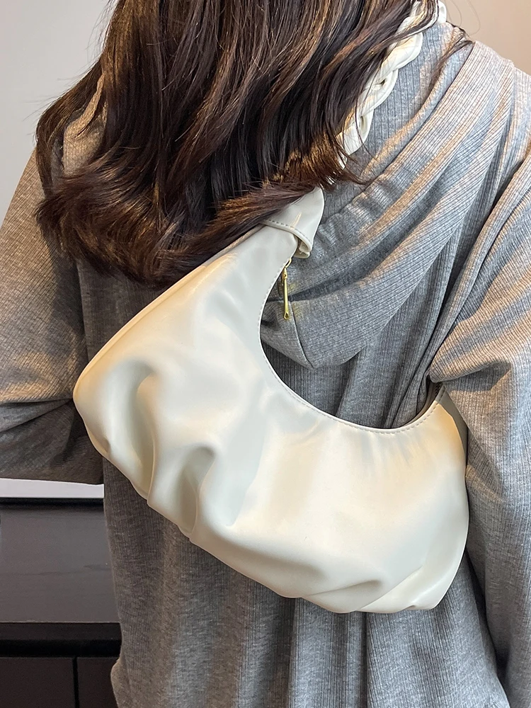 

Высококачественные текстурированные Сумки на одно плечо, новинка 2023, летняя однотонная универсальная вместительная сумка из искусственной кожи под подмышки