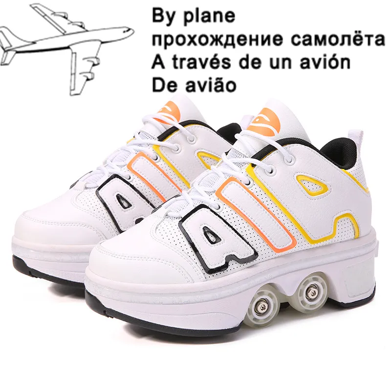 

Sneakers Deformation Roller Skate Shoes Parkour Roller Shoes Sneakers With Four Wheels Running Shoes For Unisex Children Shoes