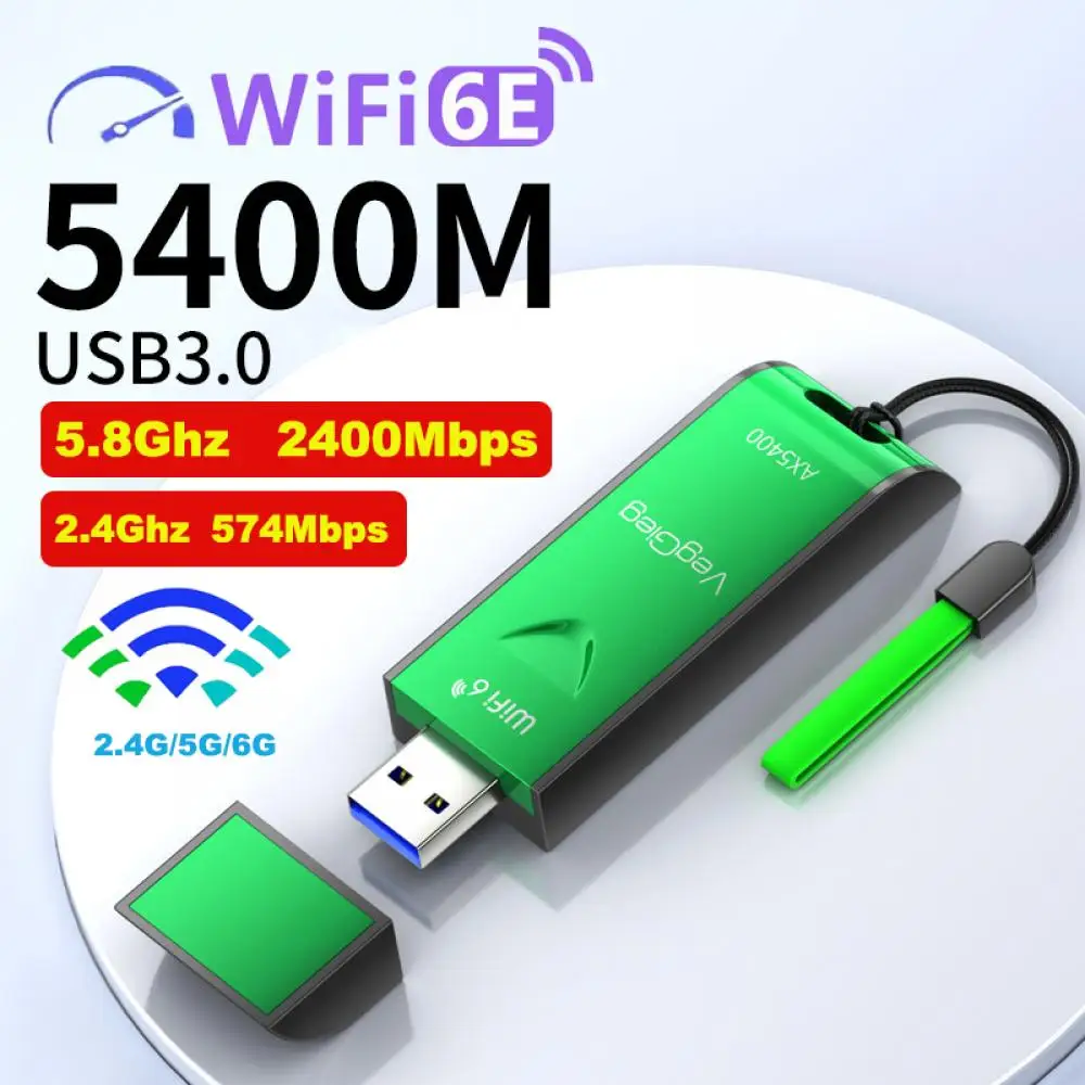 

5400M WiFi Adapter AX5400M WiFi6/5 6G&5G&2.4G WiFi Card Dongle for Desktop Laptop Wifi Antenna USB 3.0 Ethernet Network Card