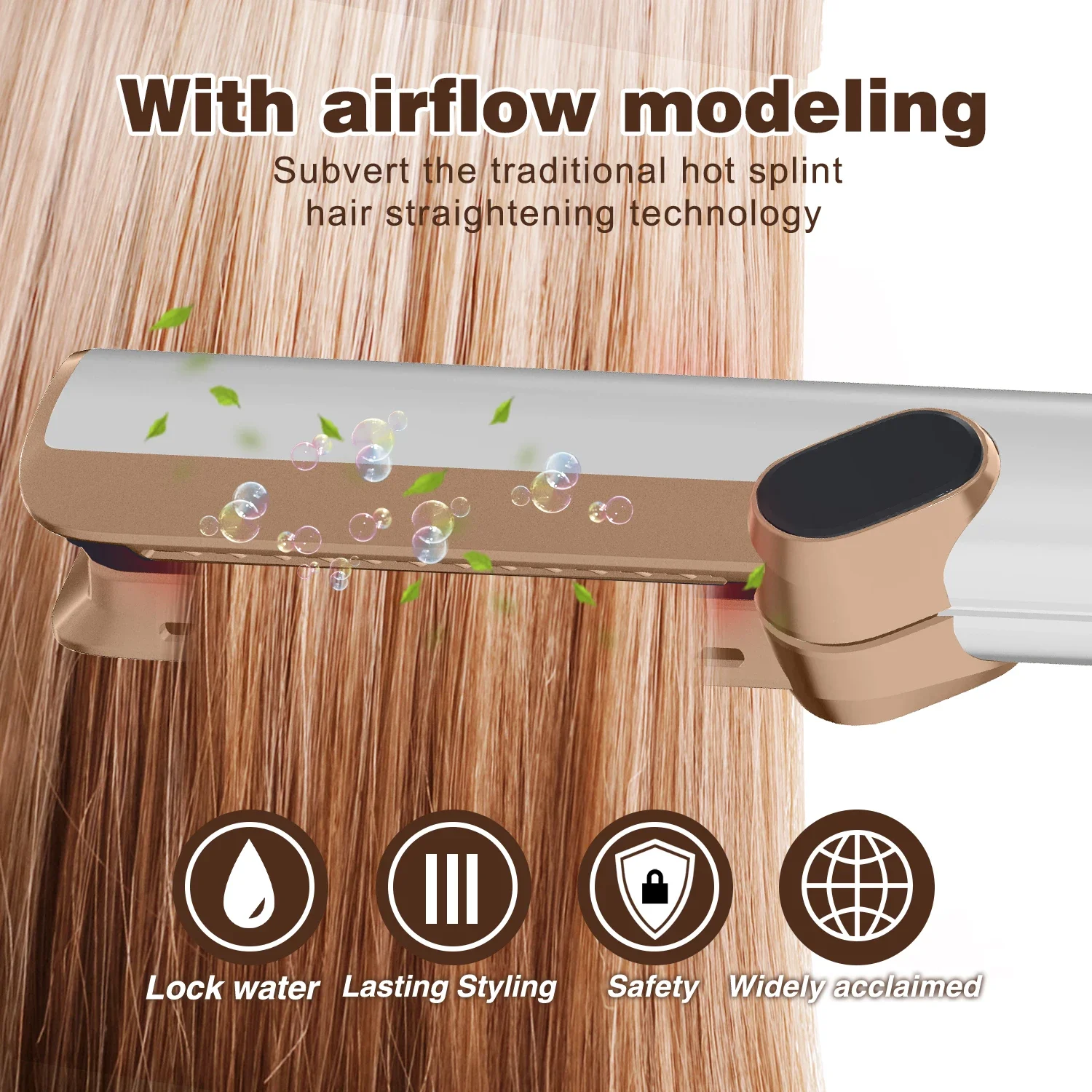 2in 1 شاشة الكريستال السائل المهنية الأيونات السالبة تدفق الهواء استقامة مكواة فرد الشعر مجفف الشعر الأيونات السالبة حديد مسطح