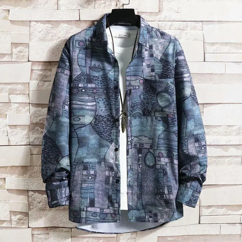 

2023 Men's Luxury Shirts Casual Striped Hawaiian Print Long Sleeve Tie Dye Top Lapel Harajuku Summer Streetwear Clothing Y2k H70
