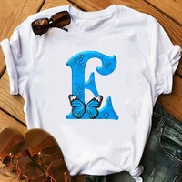 26 lettres anglaises papillon imprimé T-shirt à manches courtes femmes surdimensionné T-shirt hauts graphiques t-shirts Harajuku Harajuku 6