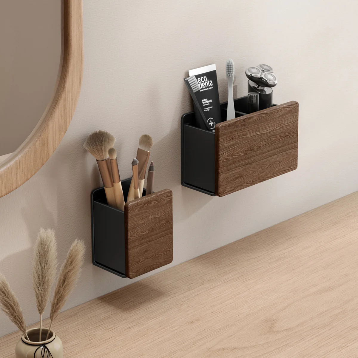 Desktop Remote Control Storage Box, Sundries Box, Pen Holder, Stationery, Makeup Brush, Bathroom Shelf, No Punch 1