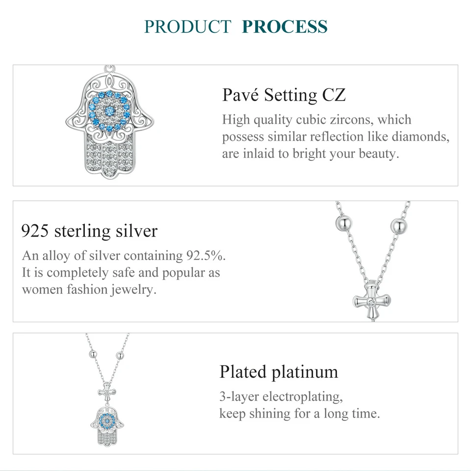 Silver Fatima's Hand Necklace