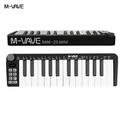 Enhanced MIDI Pad Controller Keyboard - 25-Key USB Mini with RGB Drum Pads, Knobs, and Music Production Software (SMK-25 MINI Black)