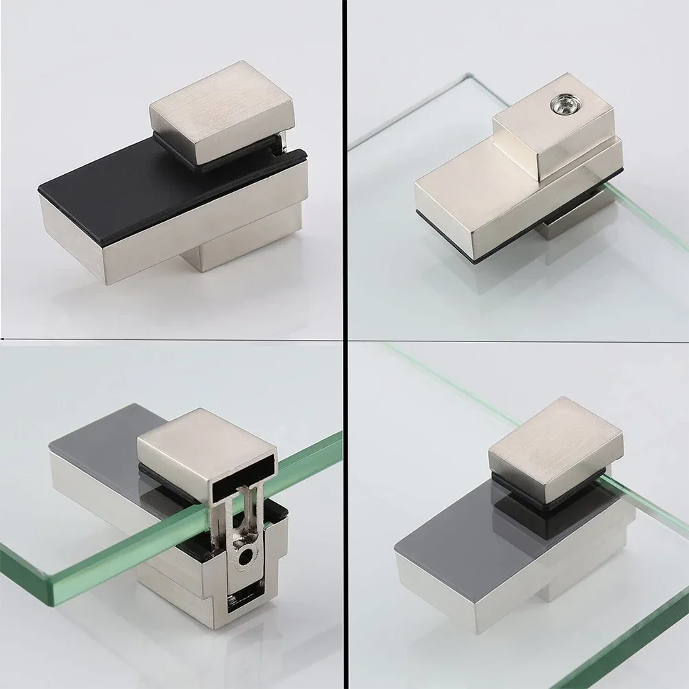 Description Picture 5 of item2Pcs Adjustable Glass Clamps Glass Plated Brackets Zinc Alloy Shelf Holder Support Clamp Holder Wall Mount Fixed Plate Clamp