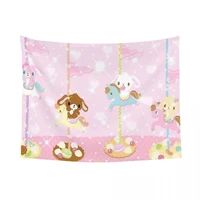 VIKAMA Sweetheart Rabbit Tapestry Soft Powder Blue Childish Design Children's Bedroom Decoration Anime Style Patterns - ZJX-WH-817, 75x100cm(2.5X3.3FT