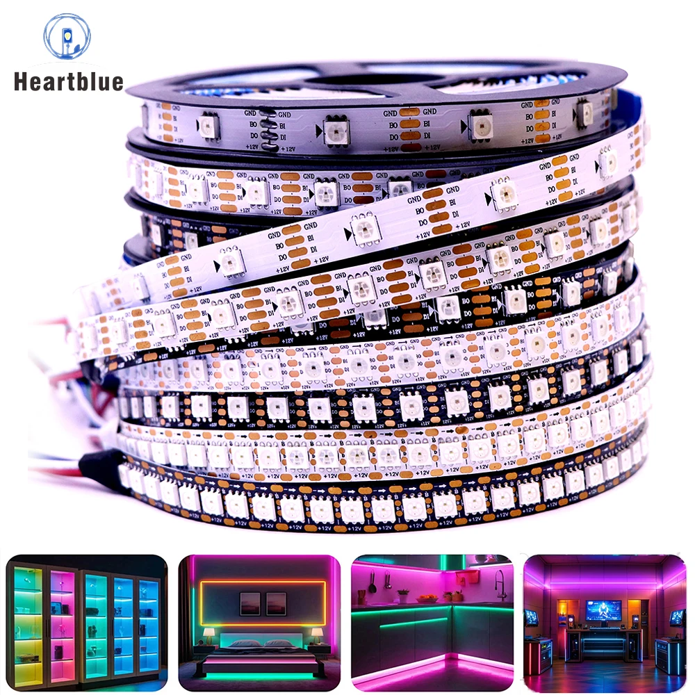 LED 픽셀 스트립 라이트 12V WS2815 SMD 5050 RGB 개별 제어 가능..
