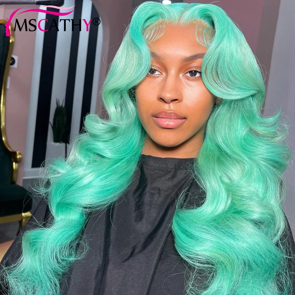 13x6 Straight Mint Colored Lace Wig Body Wave Lace Human Hair Wigs For Light Green HD Lace Frontal Wig - AliExpress