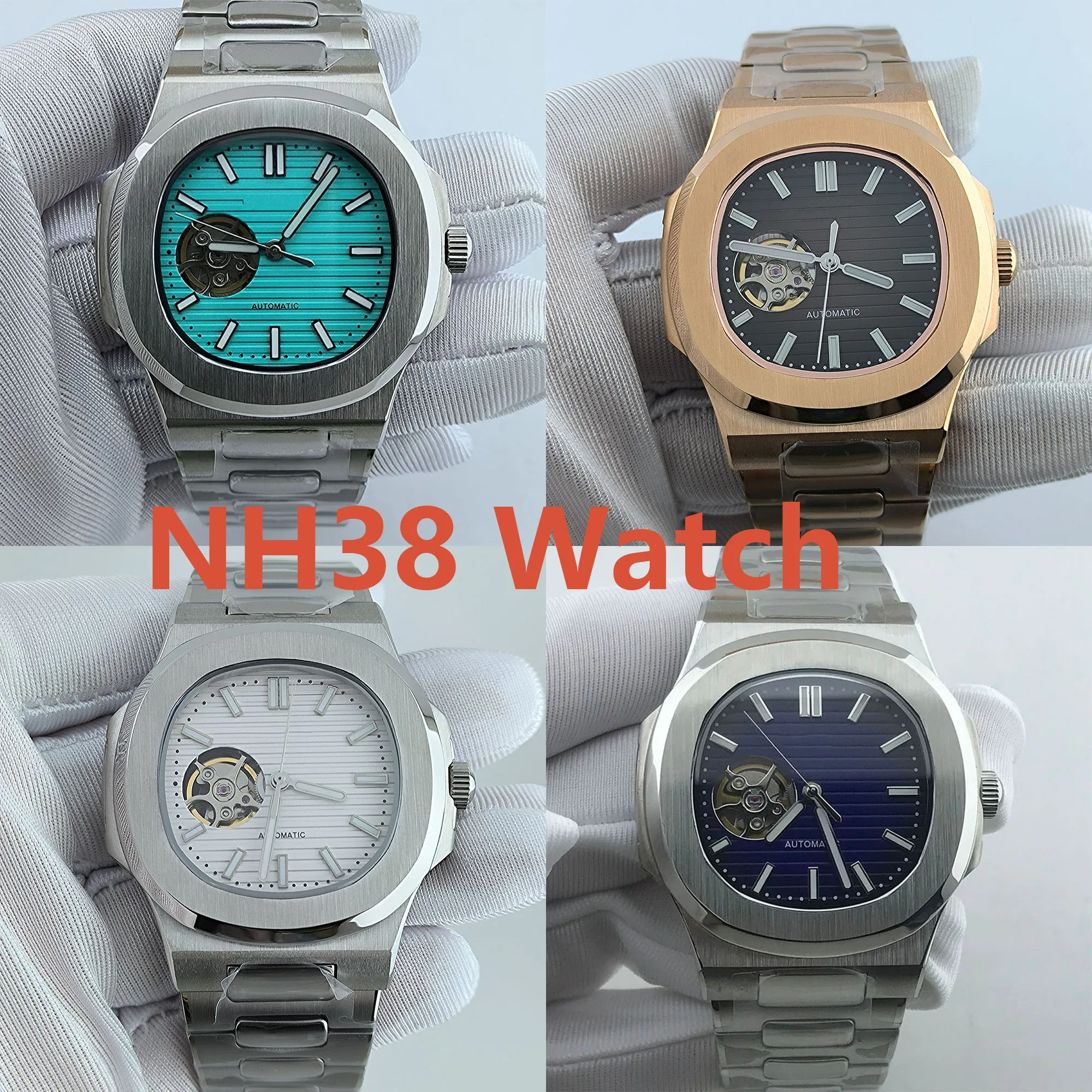 

NH38 Case Nautilus watch 40mm Man's stainless steel Mechanical Wrist watches Installing NH35 Movement Watch