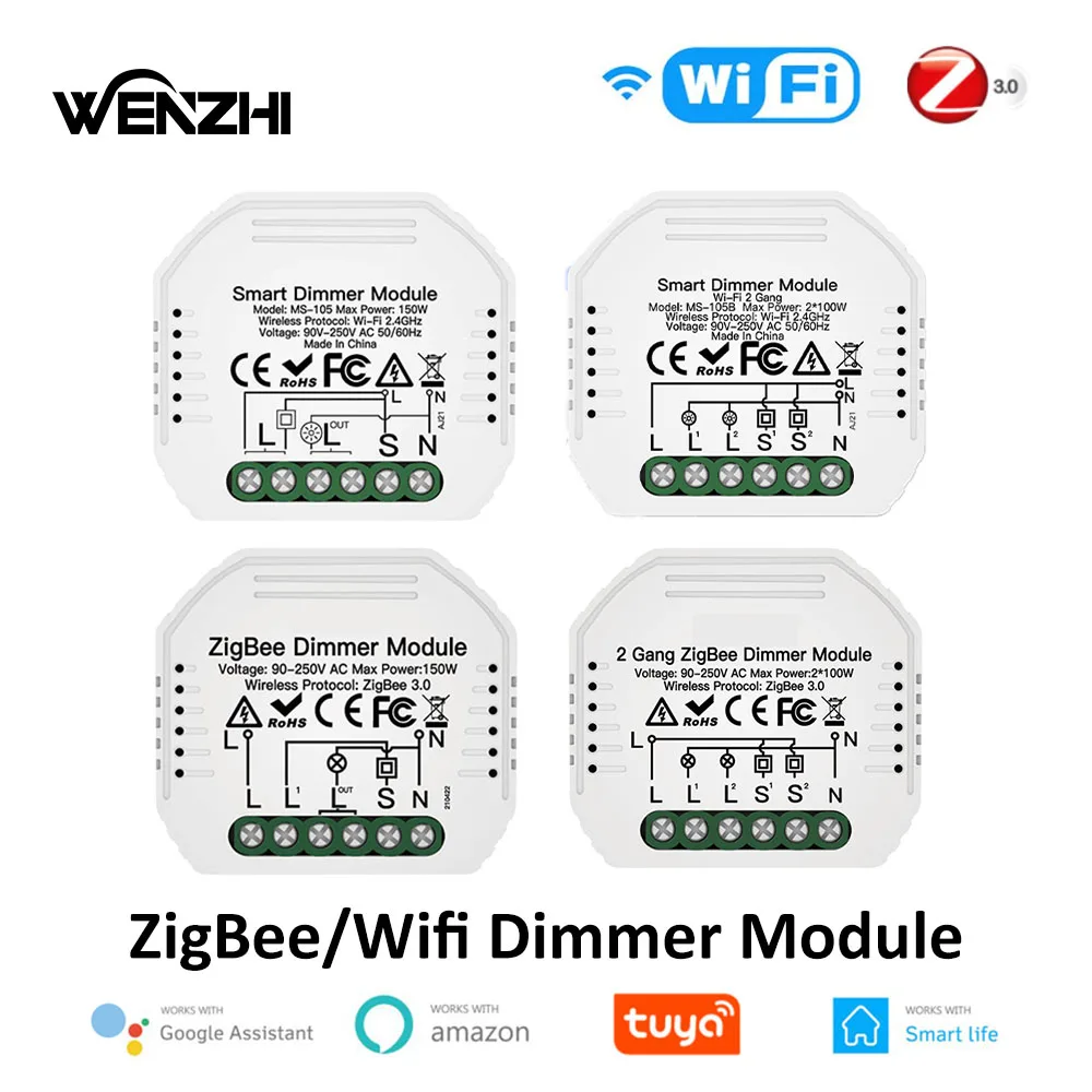 Wifi/ZigBee Dimmer 1/2 Way Gang ไฟ LED โมดูลสวิทช์อัตโนมัติรีโมทคอนโทรล Smart Life Tuya Alexa Google Home Assistant 1