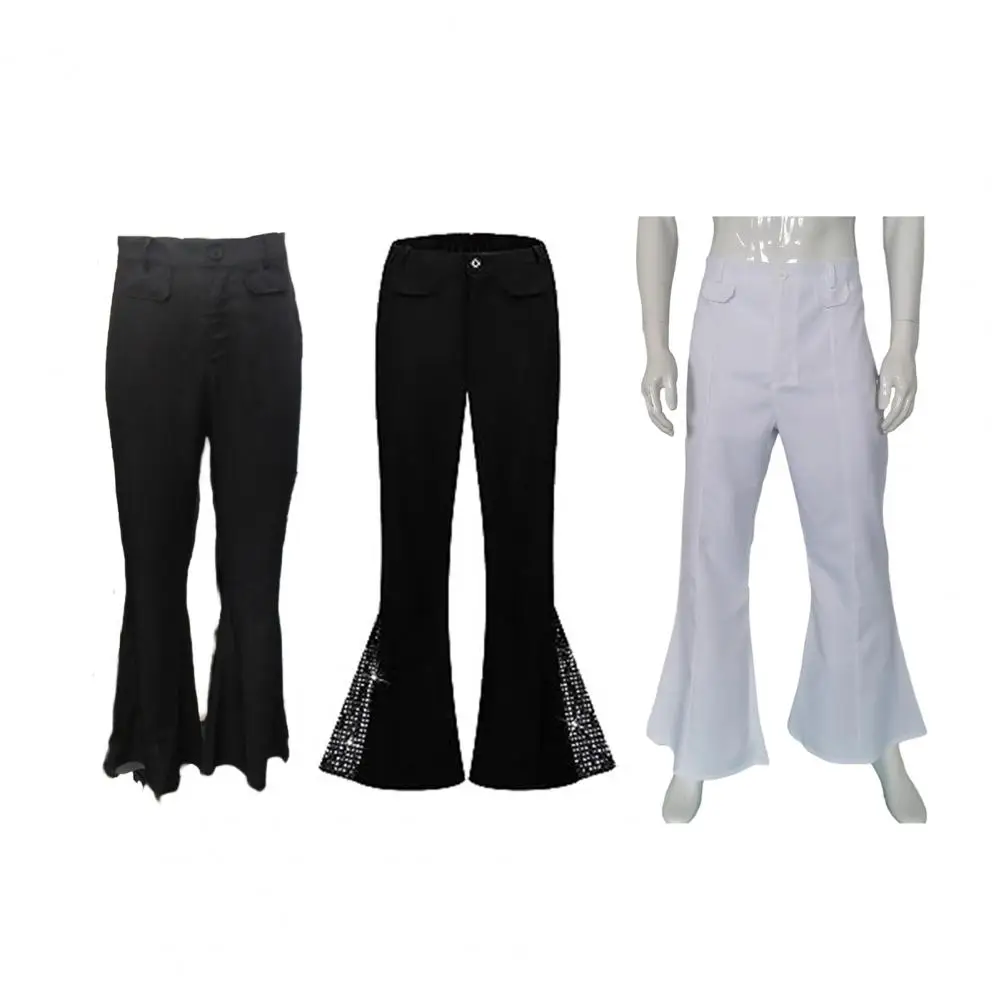 Description Picture 6 of itemMen Bell-bottom Pants Bell-bottom Pants Shiny Sequin Flared Hem Hippie Costume Pants for Men 60s 70s Retro Disco for Halloween
