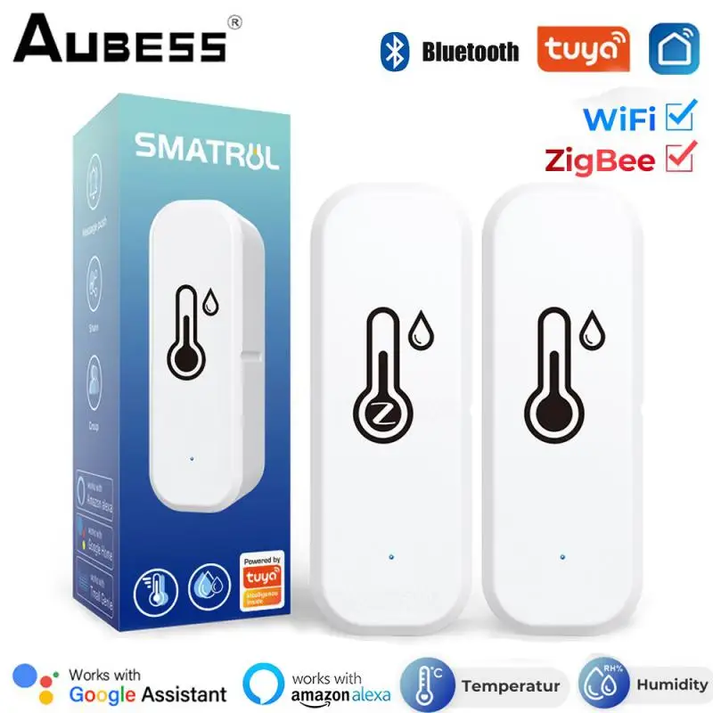 Tuya Zigbee WiFi Bluetooth Smart Temperature Humidity Sensor Smart Life Remote Control Work with Alexa Google Home Smart Home tuya wifi smart temperature humidity sensor app remote control intelligent linkage vias alexa google home alice smart home