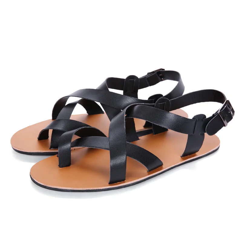 2024 new men's sandals summer leather sandals men's Roman-style woven sandals breathable outdoor beach creative sandals 37-44#