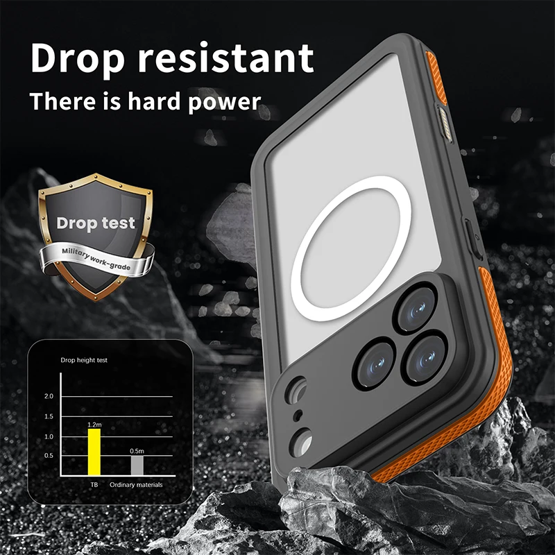 Waterproof Shockproof Magnetic Phone Case with Full Body Protection