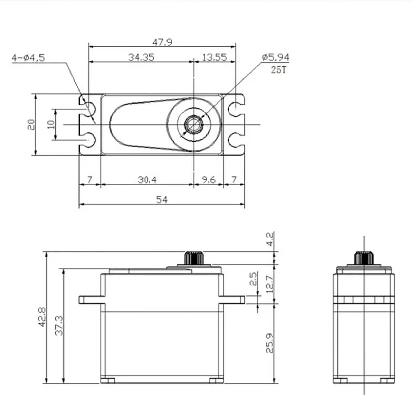 Digital servo GX/YP 180° eller 270° 7,4-8,4 V til RC