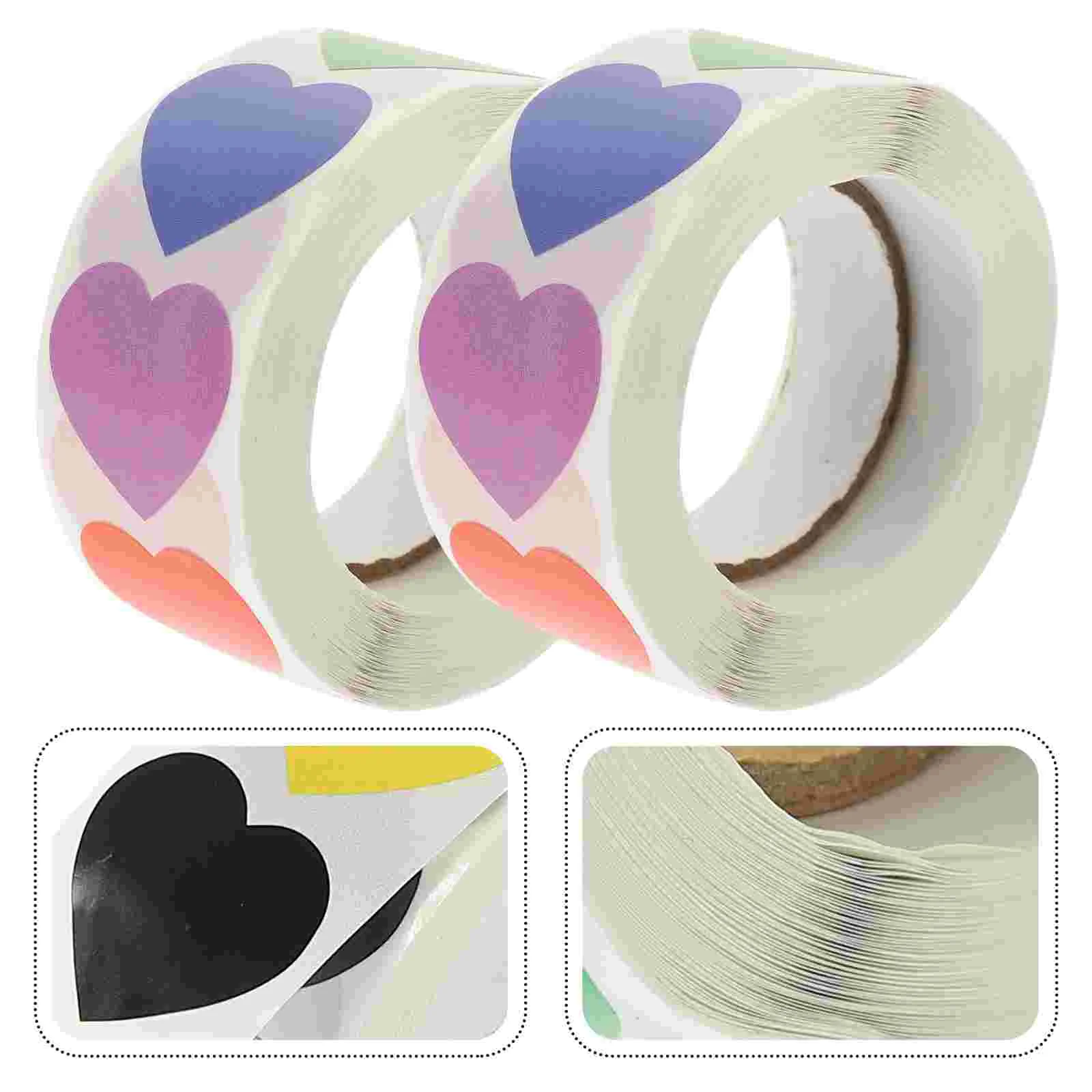 

2 Rolls Love Stickers Gifts Small Heart Seal Envelope Sealer Adhesive Tape for Valentine Wedding Envelopes Wrapping