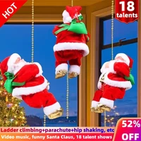 Christmas Electric Santa Claus Climbing Rope Plush Doll Creative Music Xmas Tree Decor Birthday festival Kids gifts Toys 1
