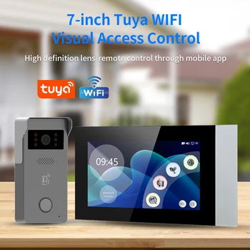 Tuya 720P 2-Wire Analog 7 inch lP Video Intercom Kit Color Touch Screen Wifi Doorbell for RFID Access Control System 1