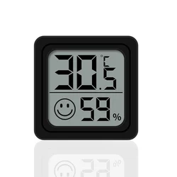 Compact Digital LCD Thermometer and Hygrometer - High-Precision Indoor Temperature and Humidity Monitor (Black)
