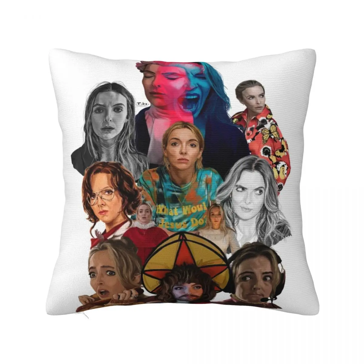 

Jodie Comer collage Throw Pillow Pillow Case Christmas Sofas Covers Decorative Cushions For Luxury Sofa